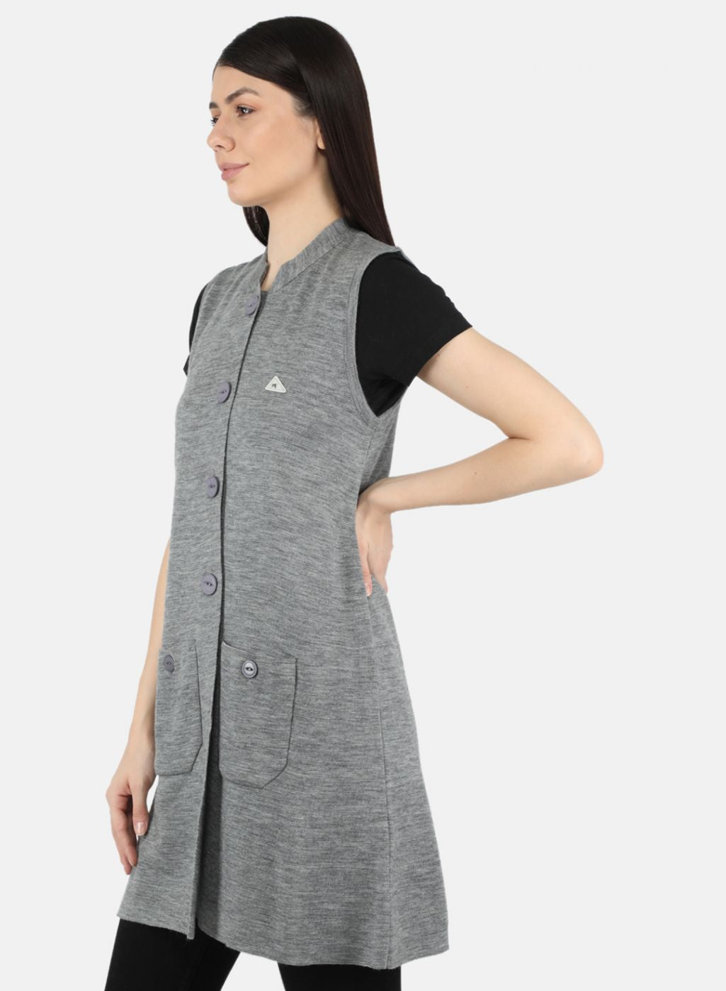 Women Grey Self Design Cardigan