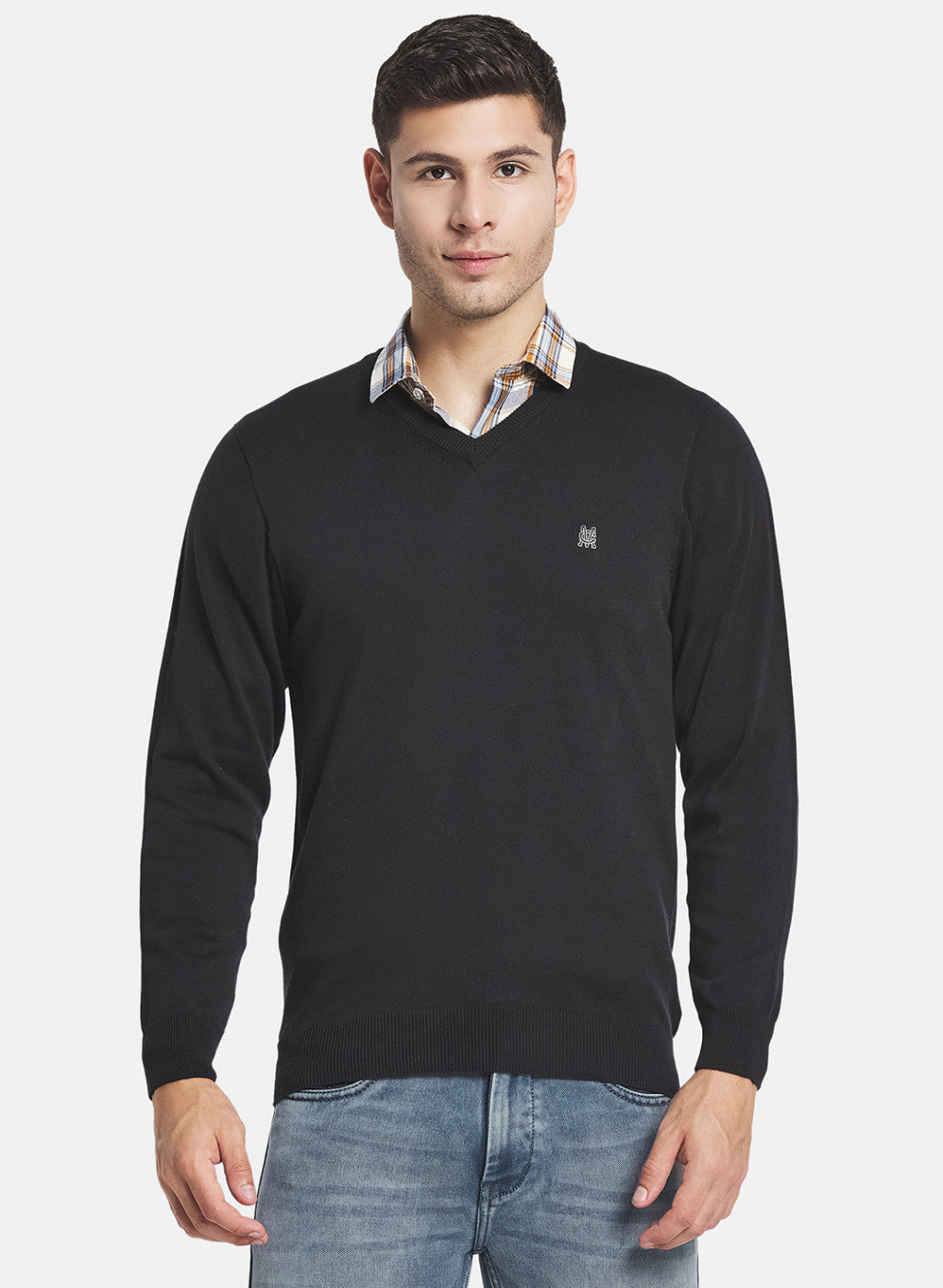 Men Black Solid Pullover