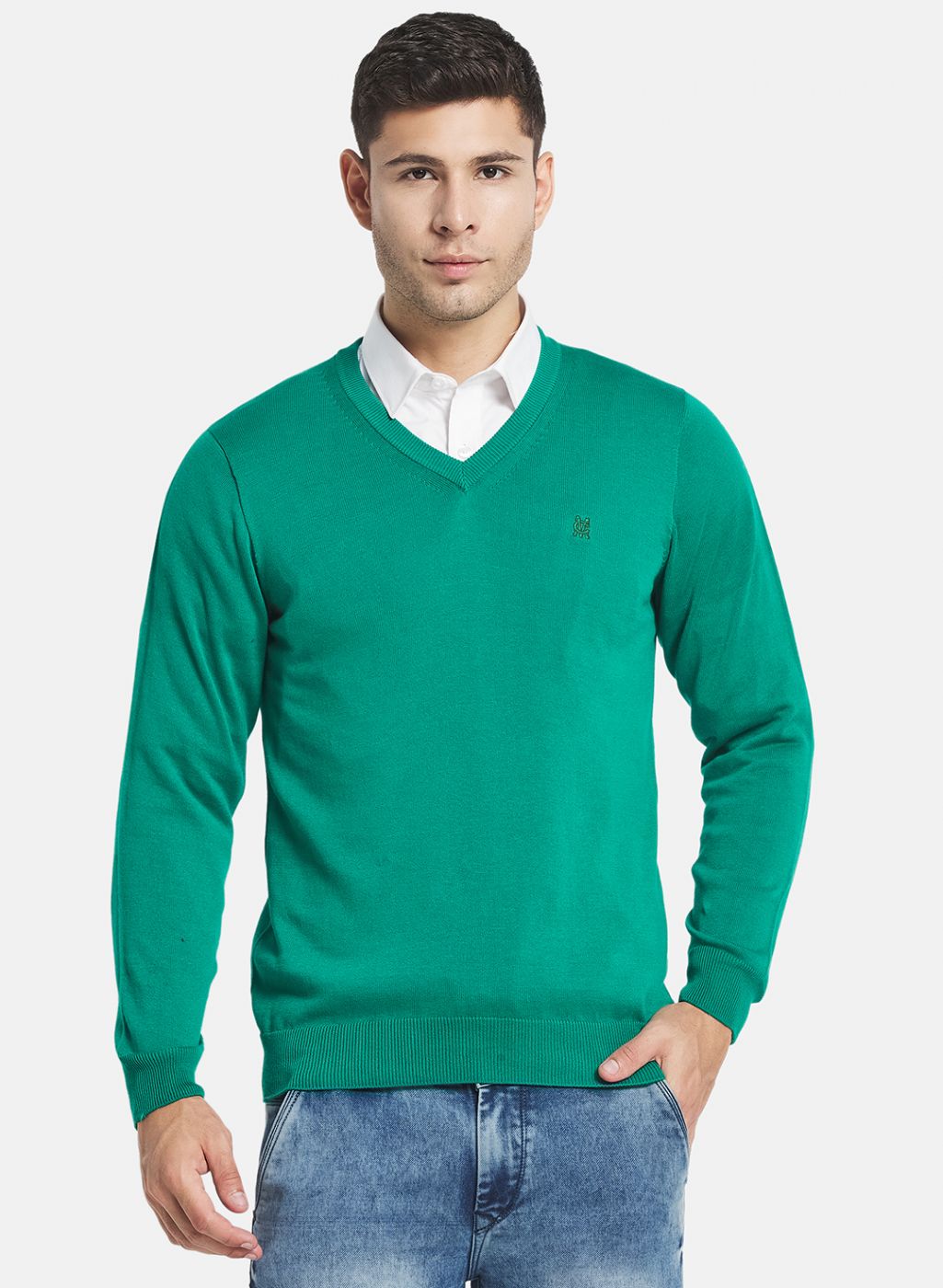 Men Green Solid Pullover