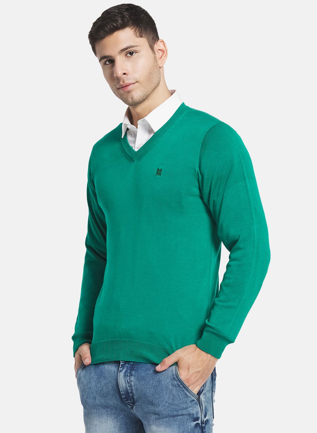 Men Green Solid Pullover