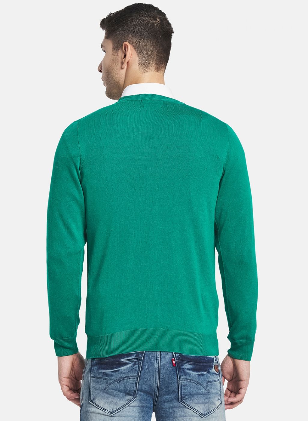 Men Green Solid Pullover