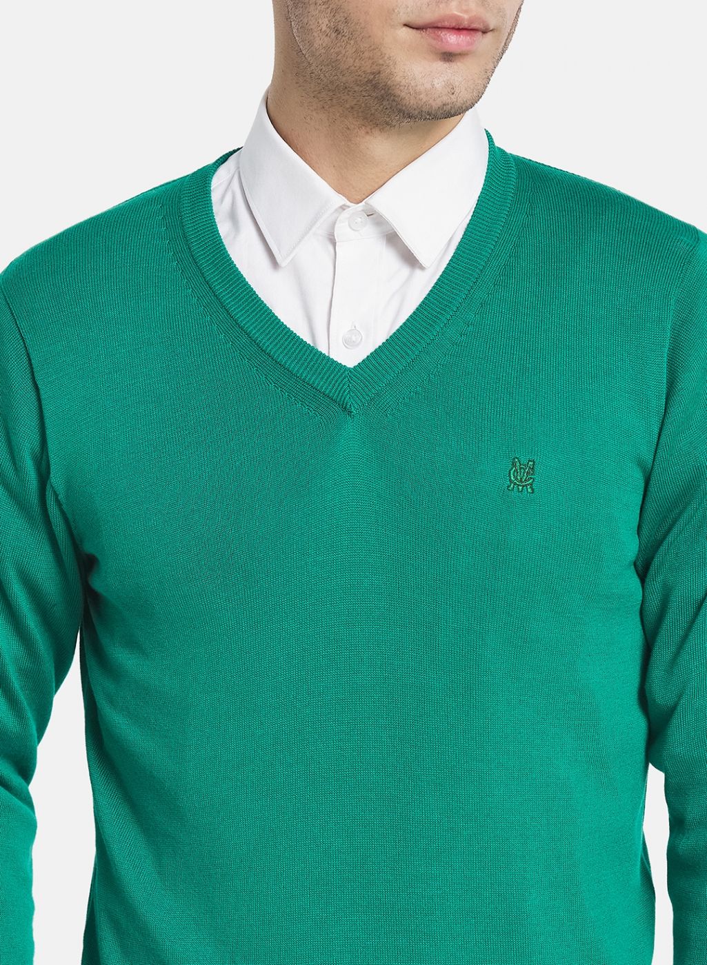 Men Green Solid Pullover
