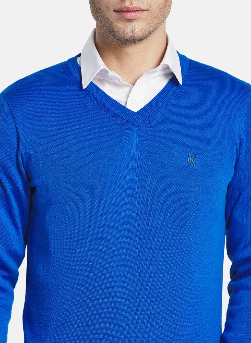 Men Royal Blue Solid Pullover