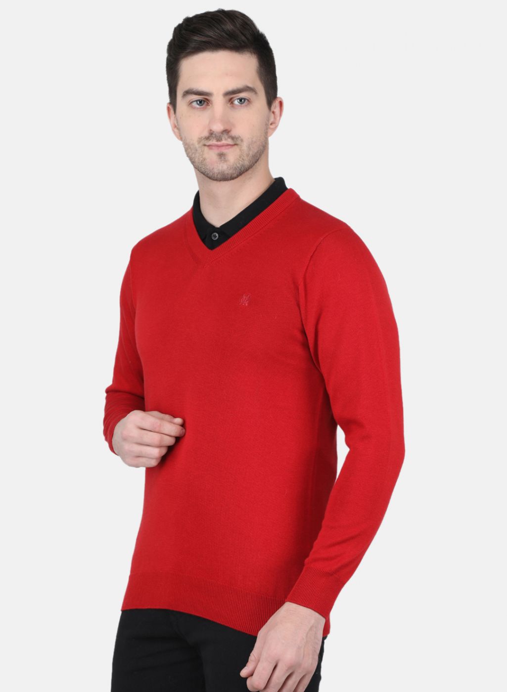 Men Maroon Solid Pullover