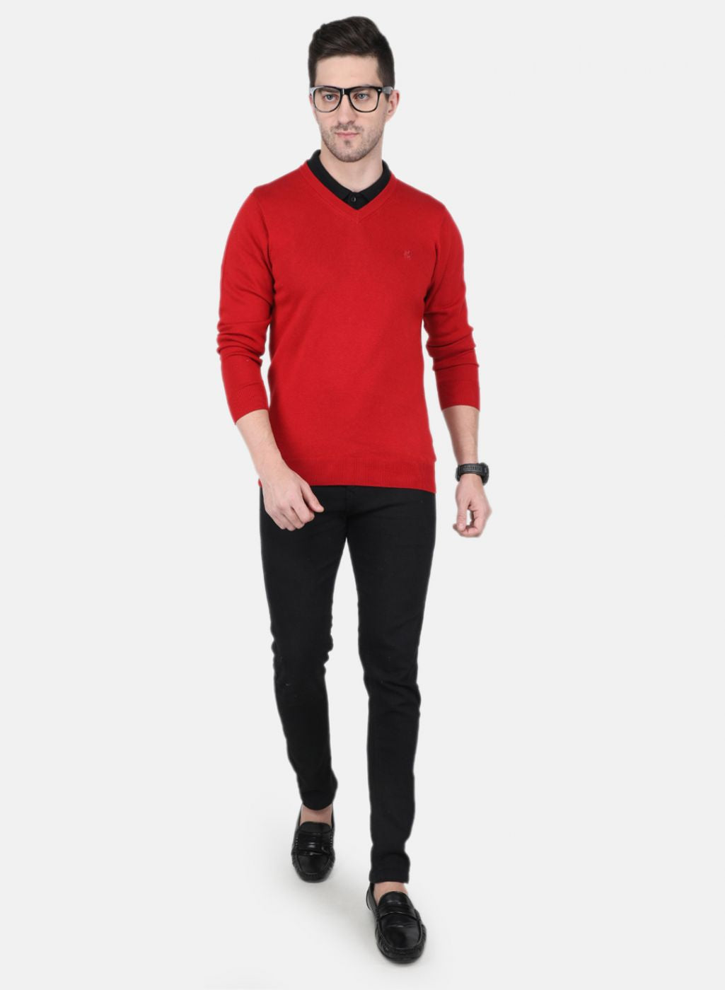 Men Maroon Solid Pullover