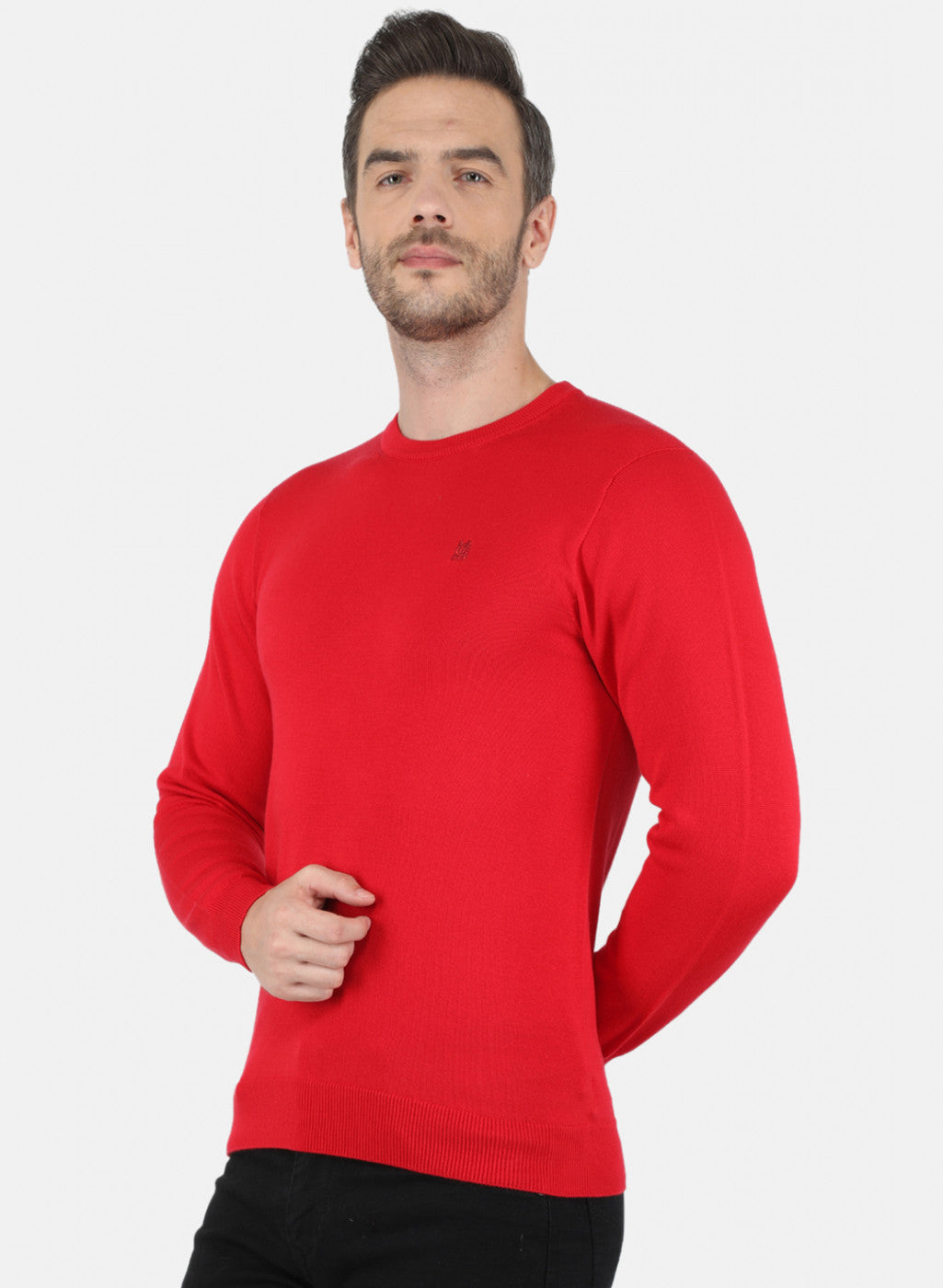 Men Red Solid Pullover