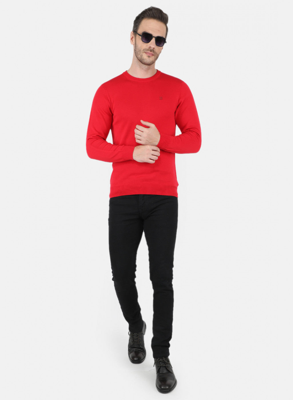 Men Red Solid Pullover