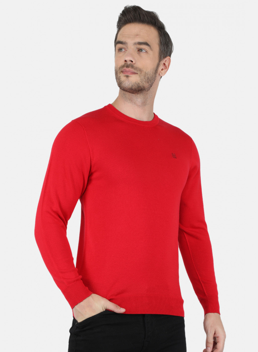 Men Red Solid Pullover