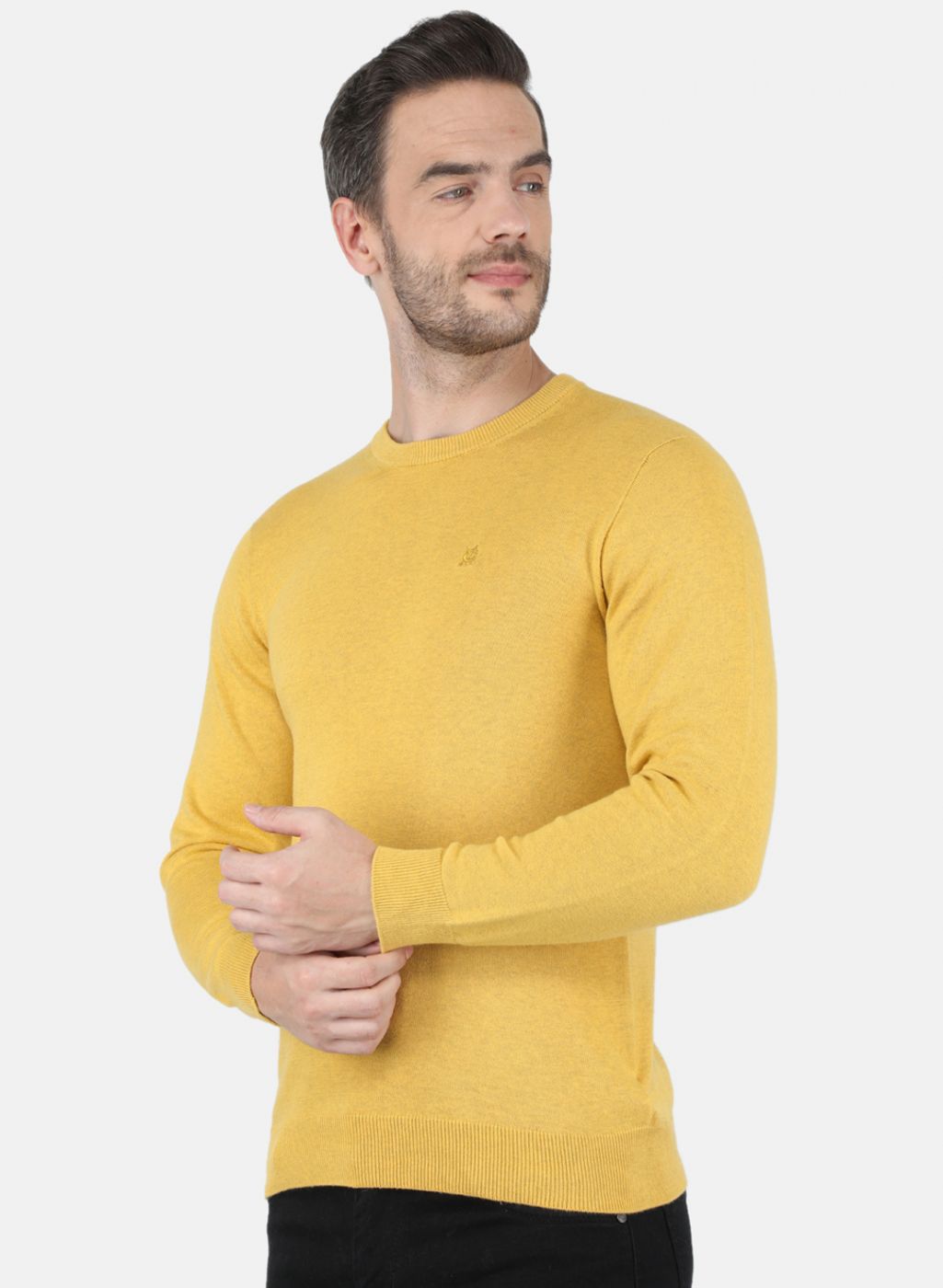 Men Yellow Solid Pullover