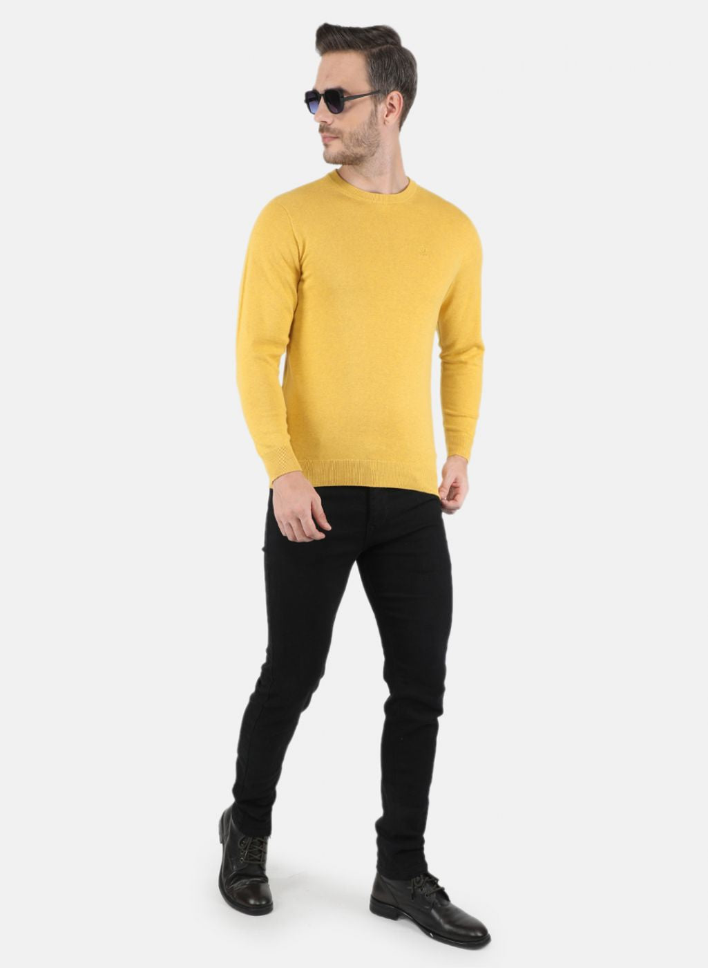 Men Yellow Solid Pullover