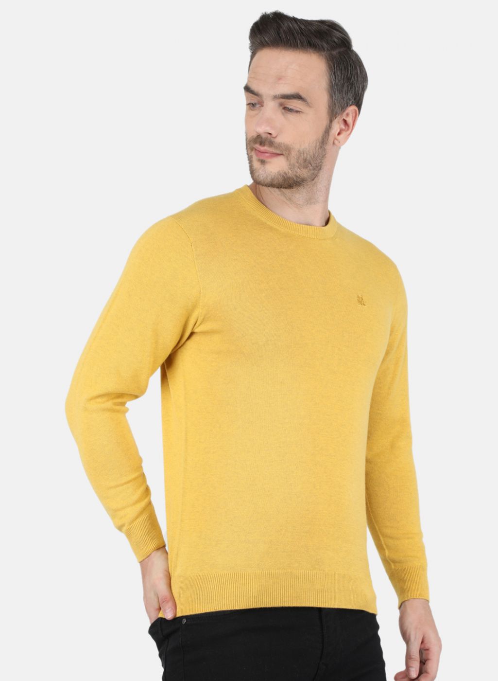 Men Yellow Solid Pullover