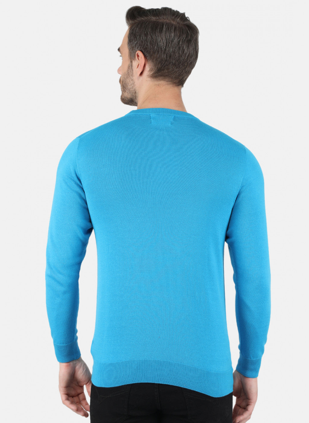 Men Turquoise Blue Solid Pullover