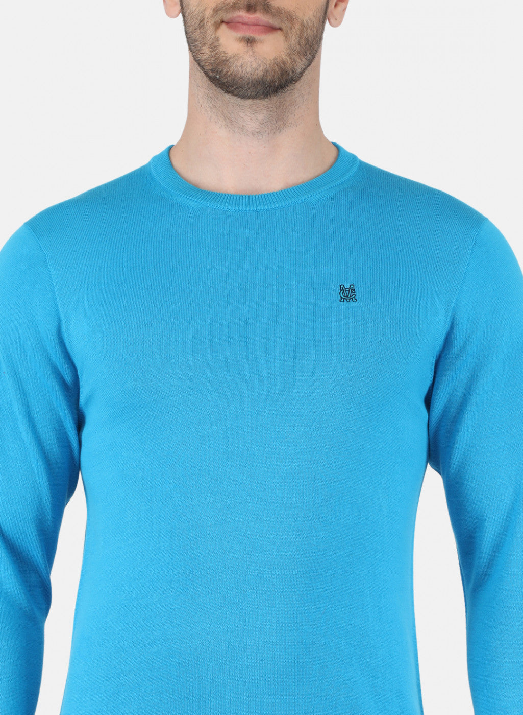 Men Turquoise Blue Solid Pullover