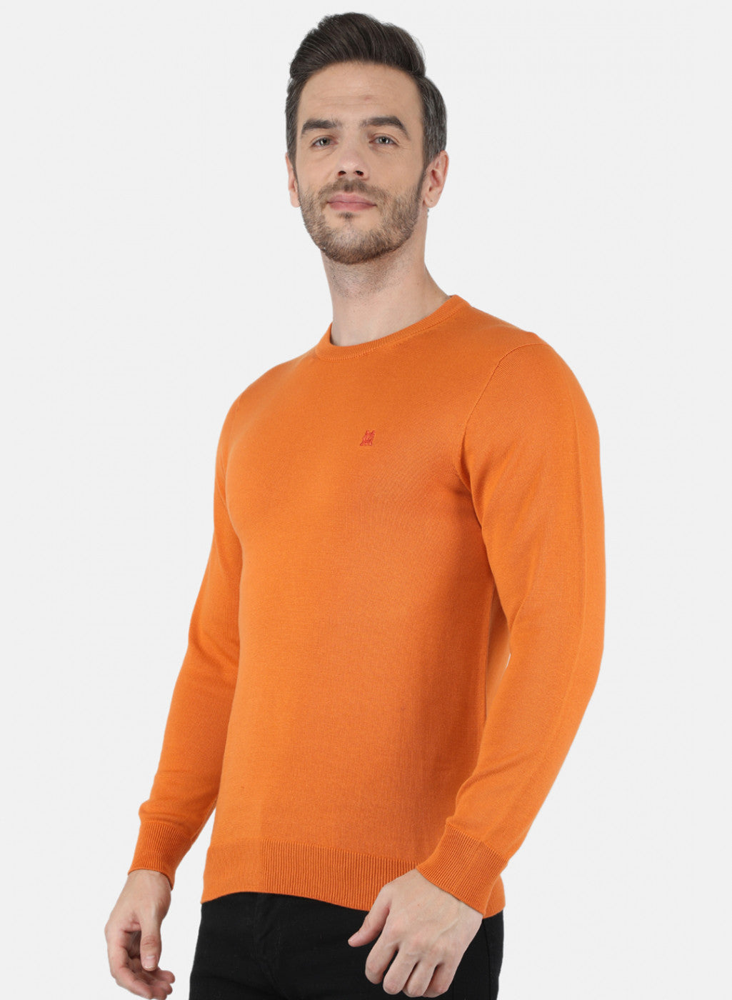 Men Orange Solid Pullover