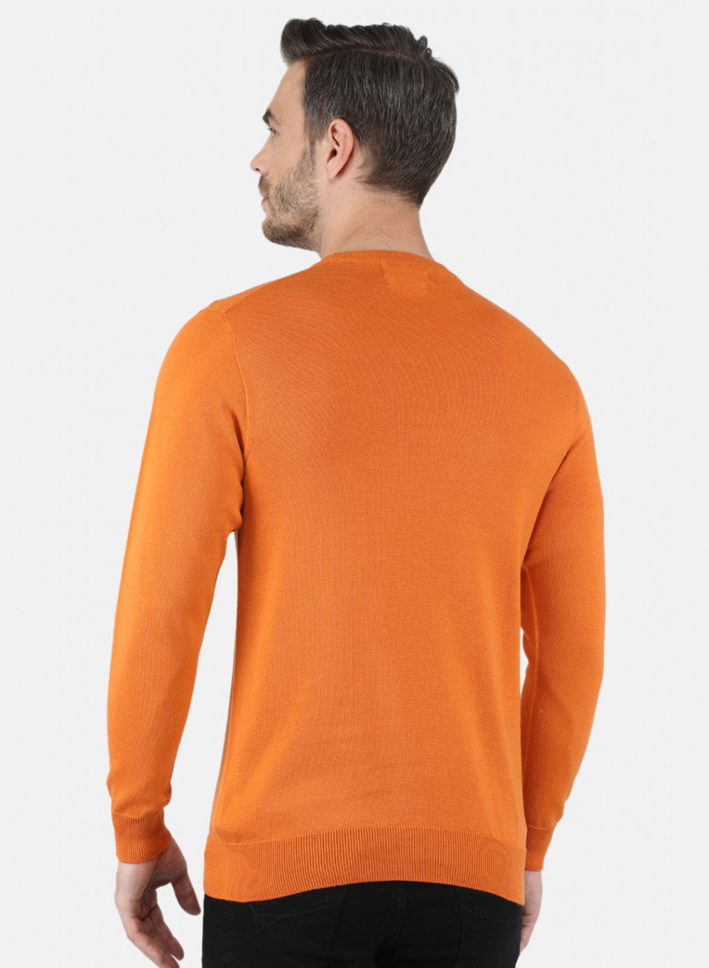 Men Orange Solid Pullover