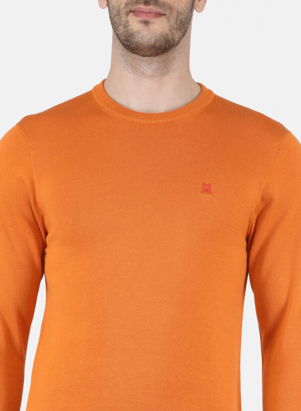Men Orange Solid Pullover