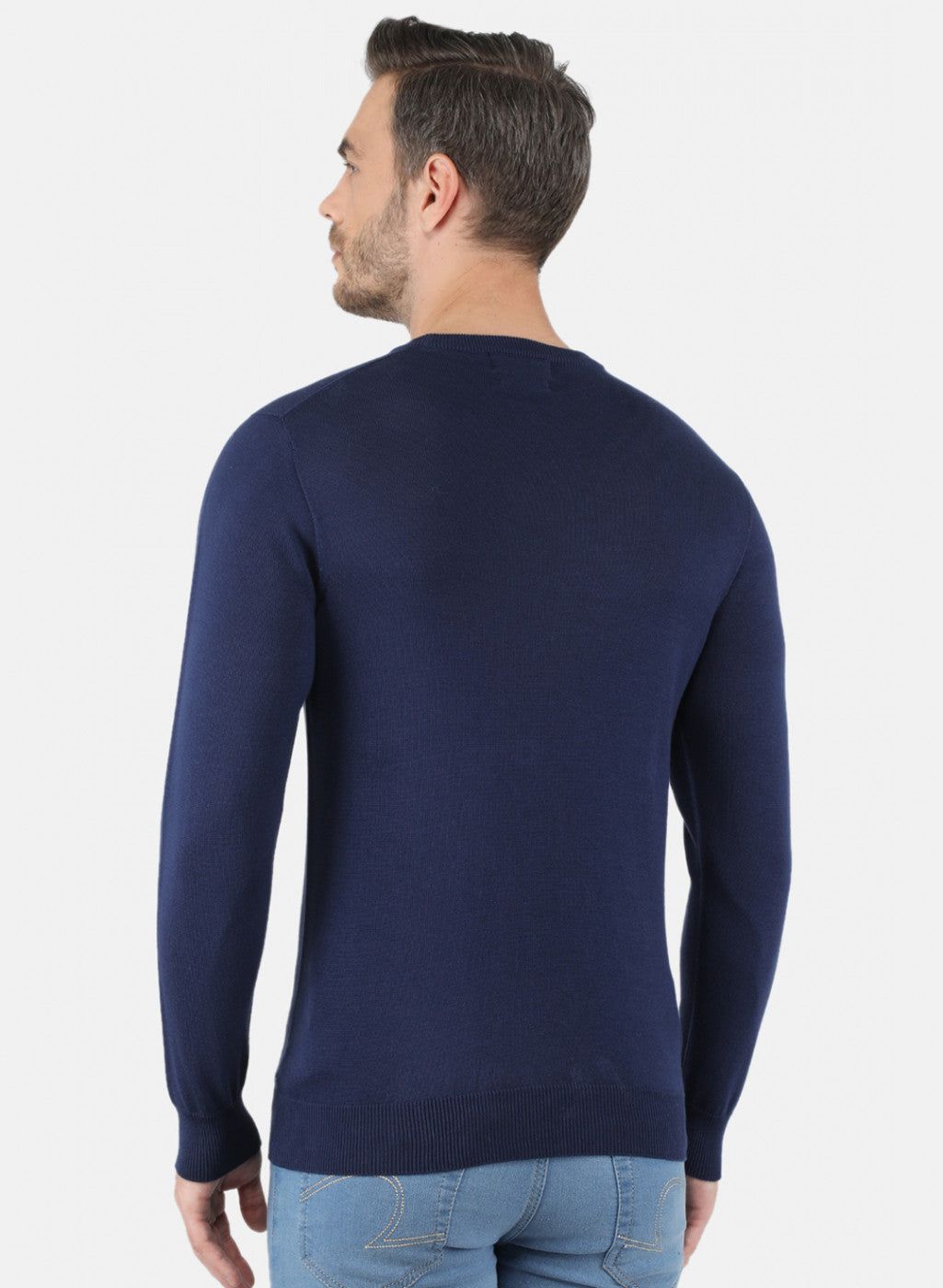 Men Blue Solid Pullover