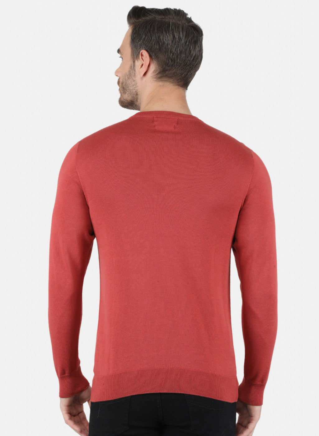Men Rust Orange Solid Pullover