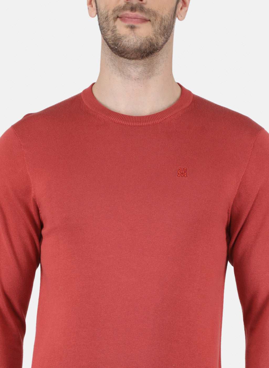 Men Rust Orange Solid Pullover