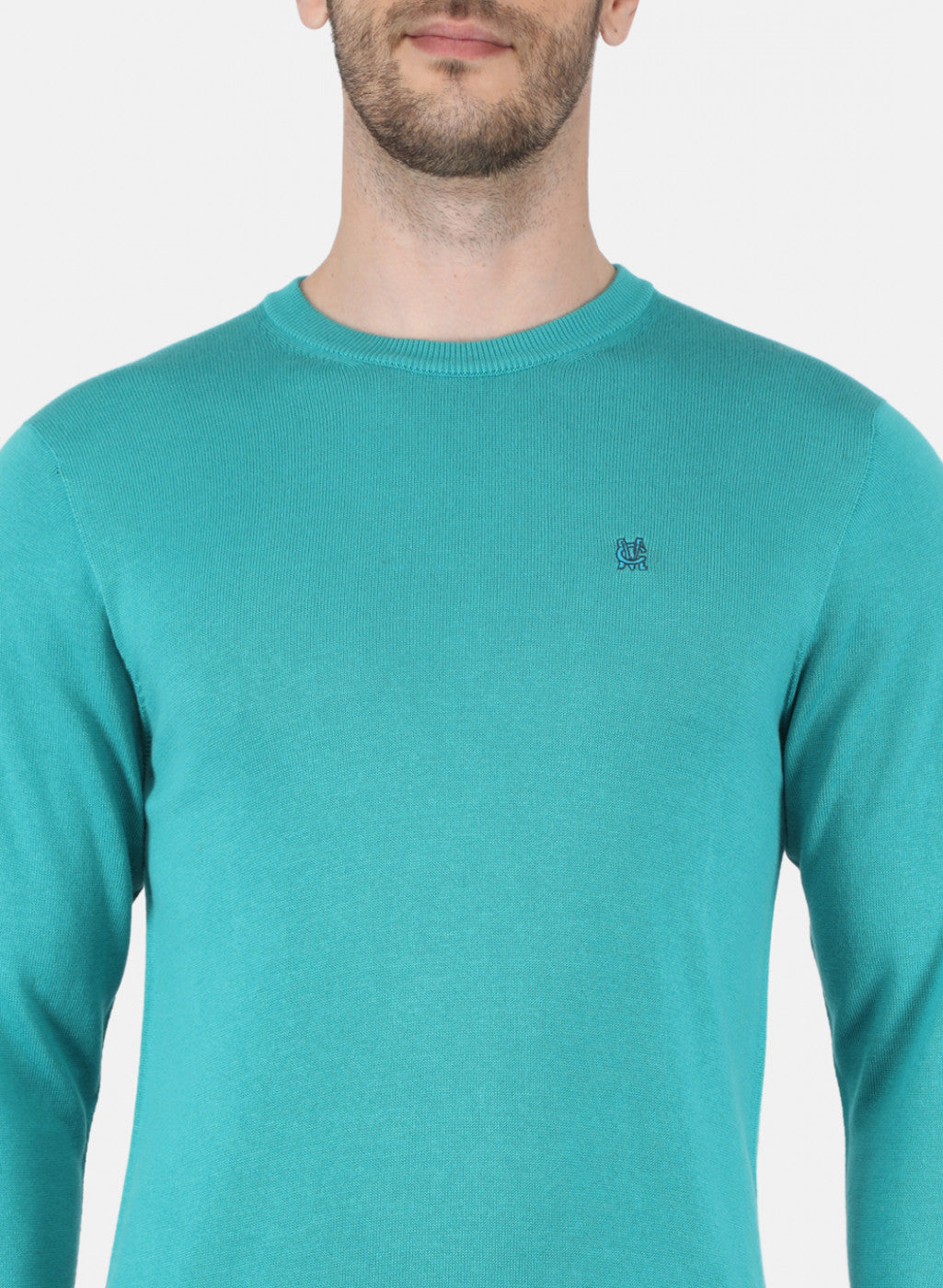 Men Turquoise Blue Solid Pullover