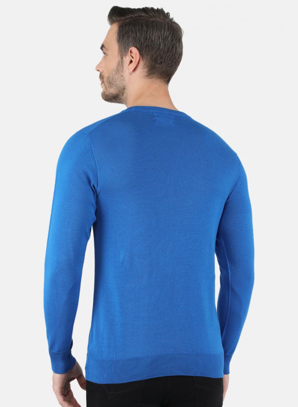 Men Royal Blue Solid Pullover