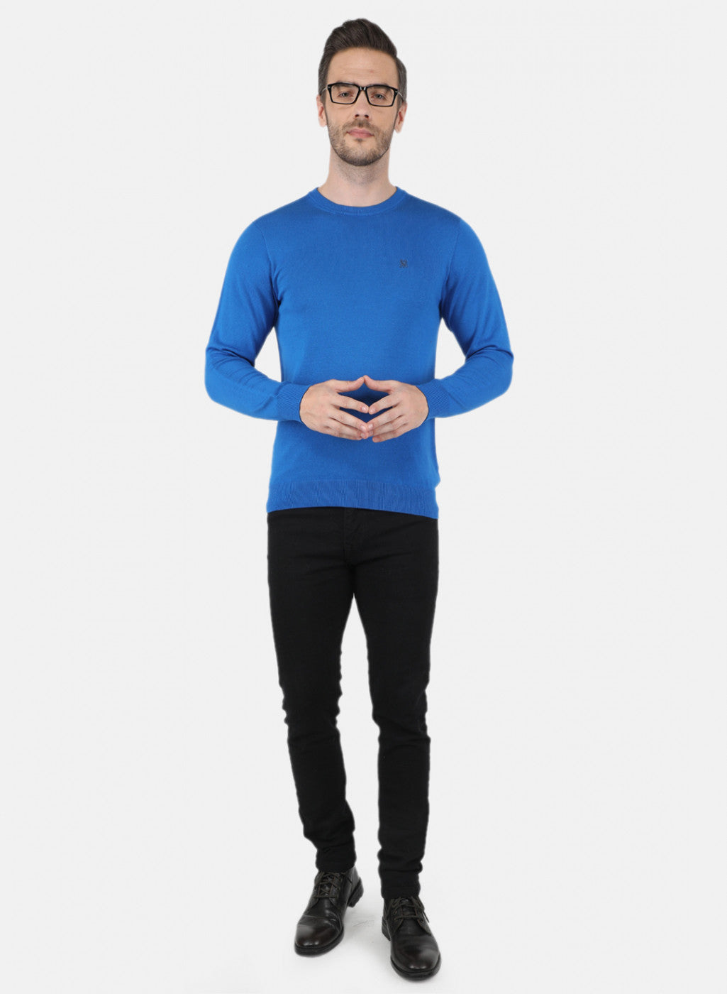 Men Royal Blue Solid Pullover