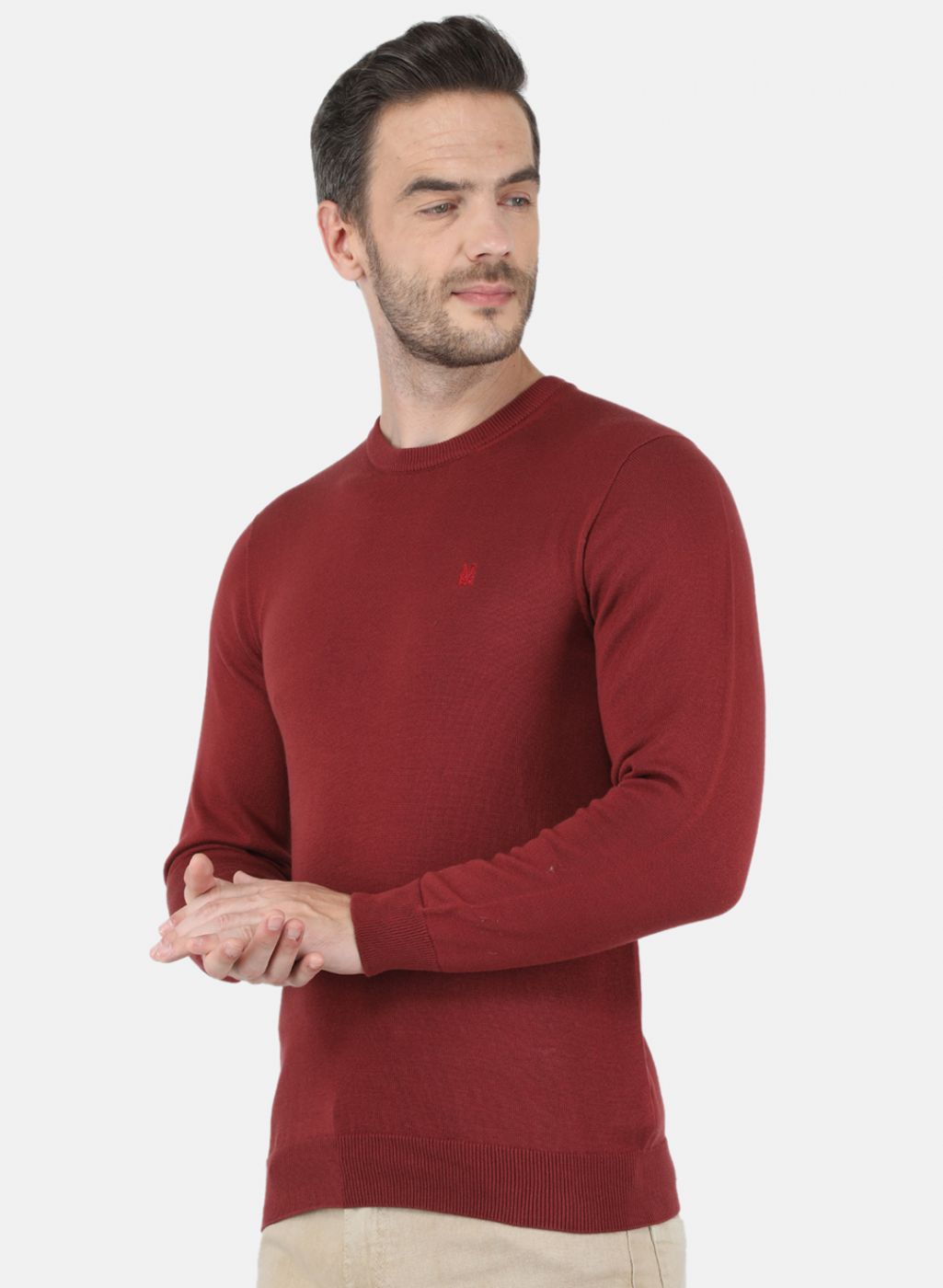 Men Brown Solid Sweater