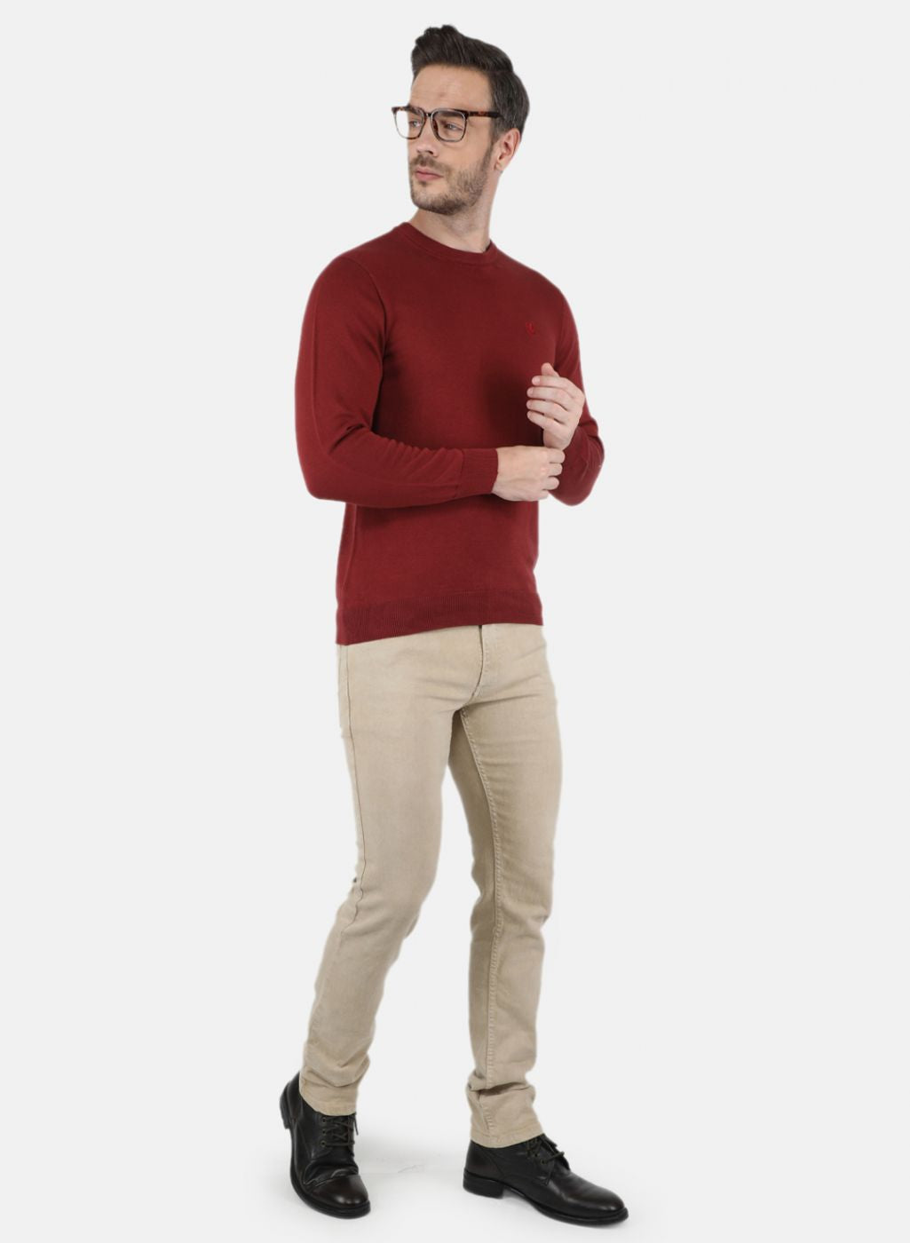 Men Brown Solid Sweater