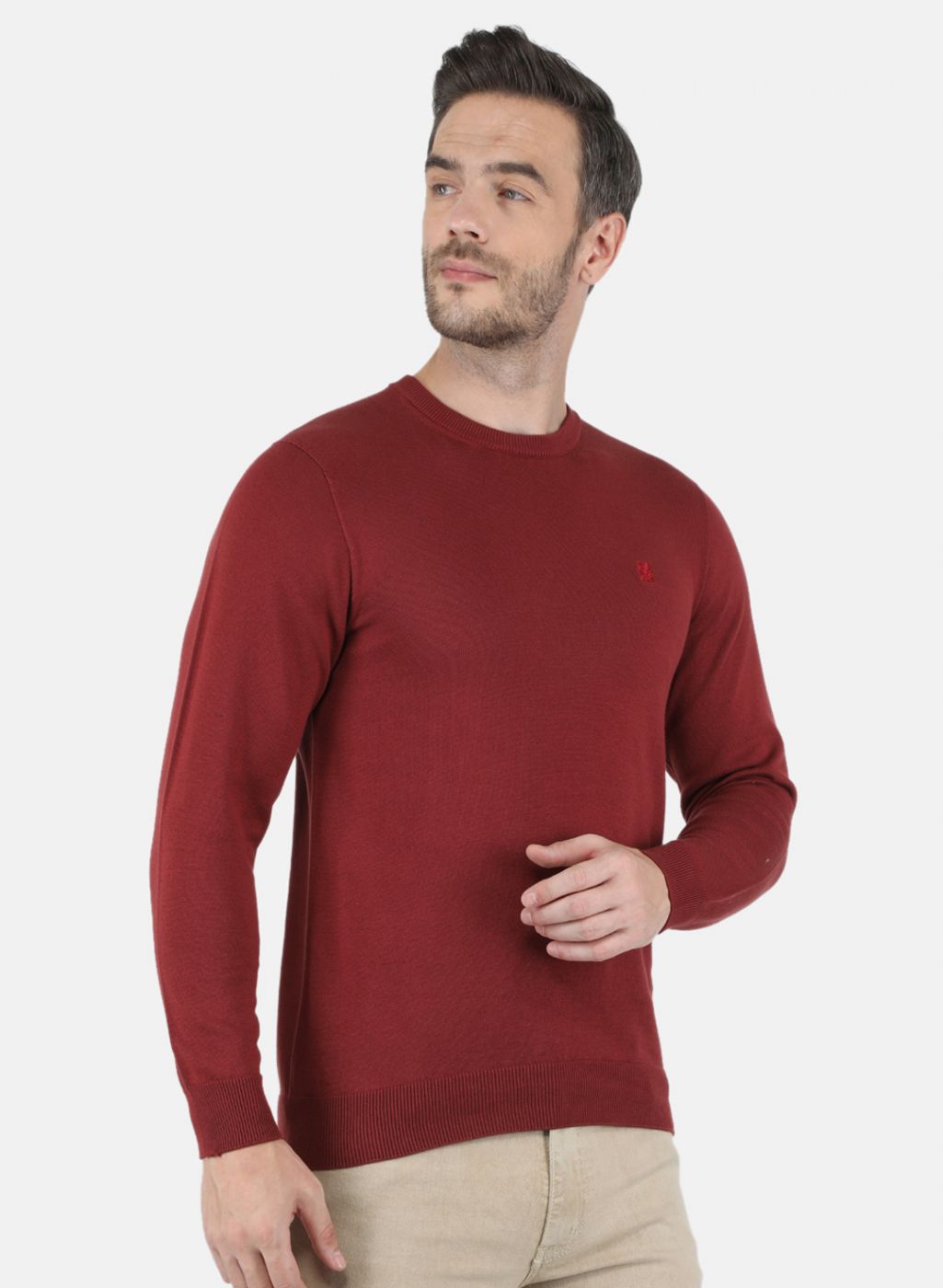Men Brown Solid Sweater