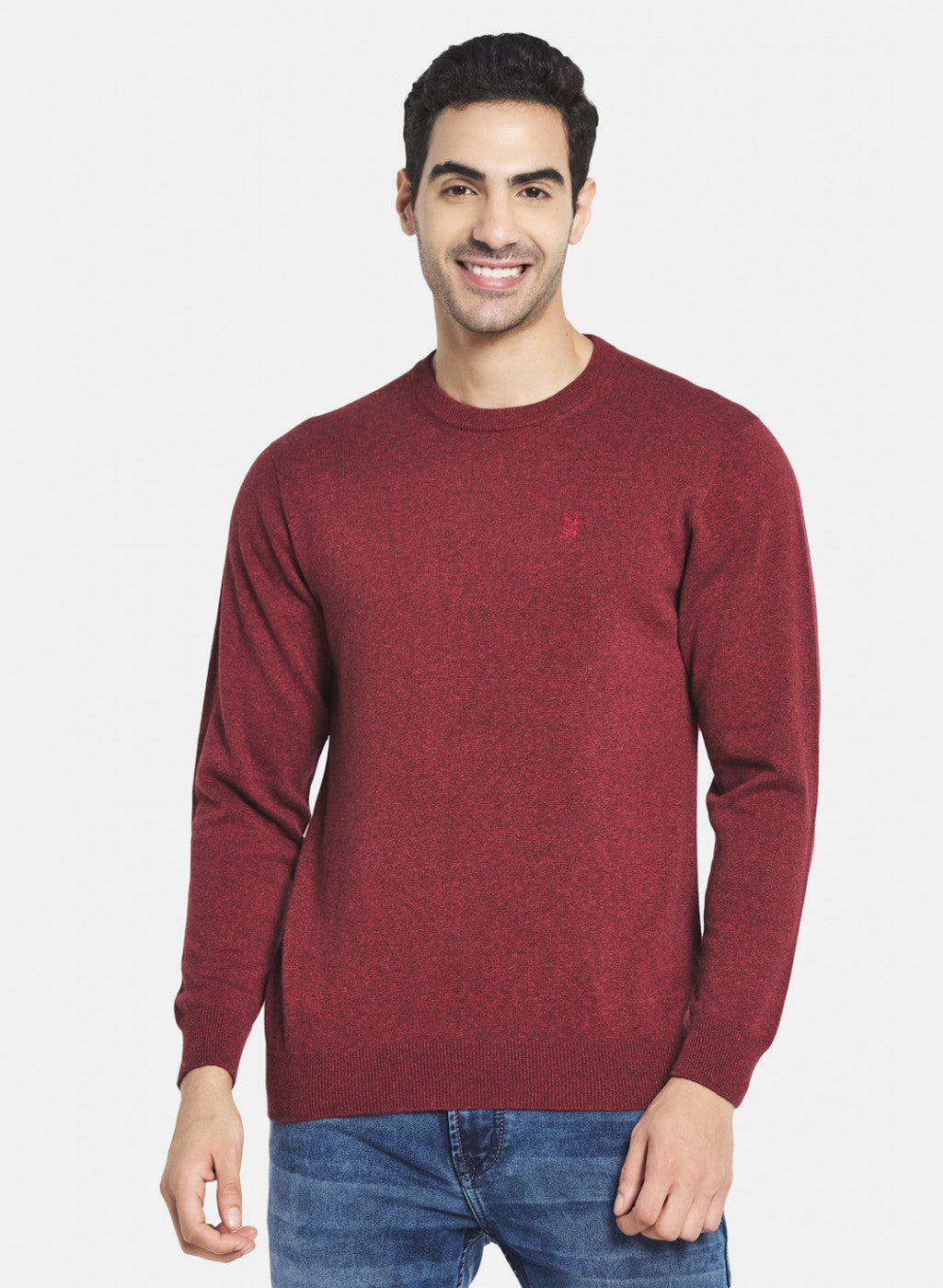 Men Red Solid Pullover