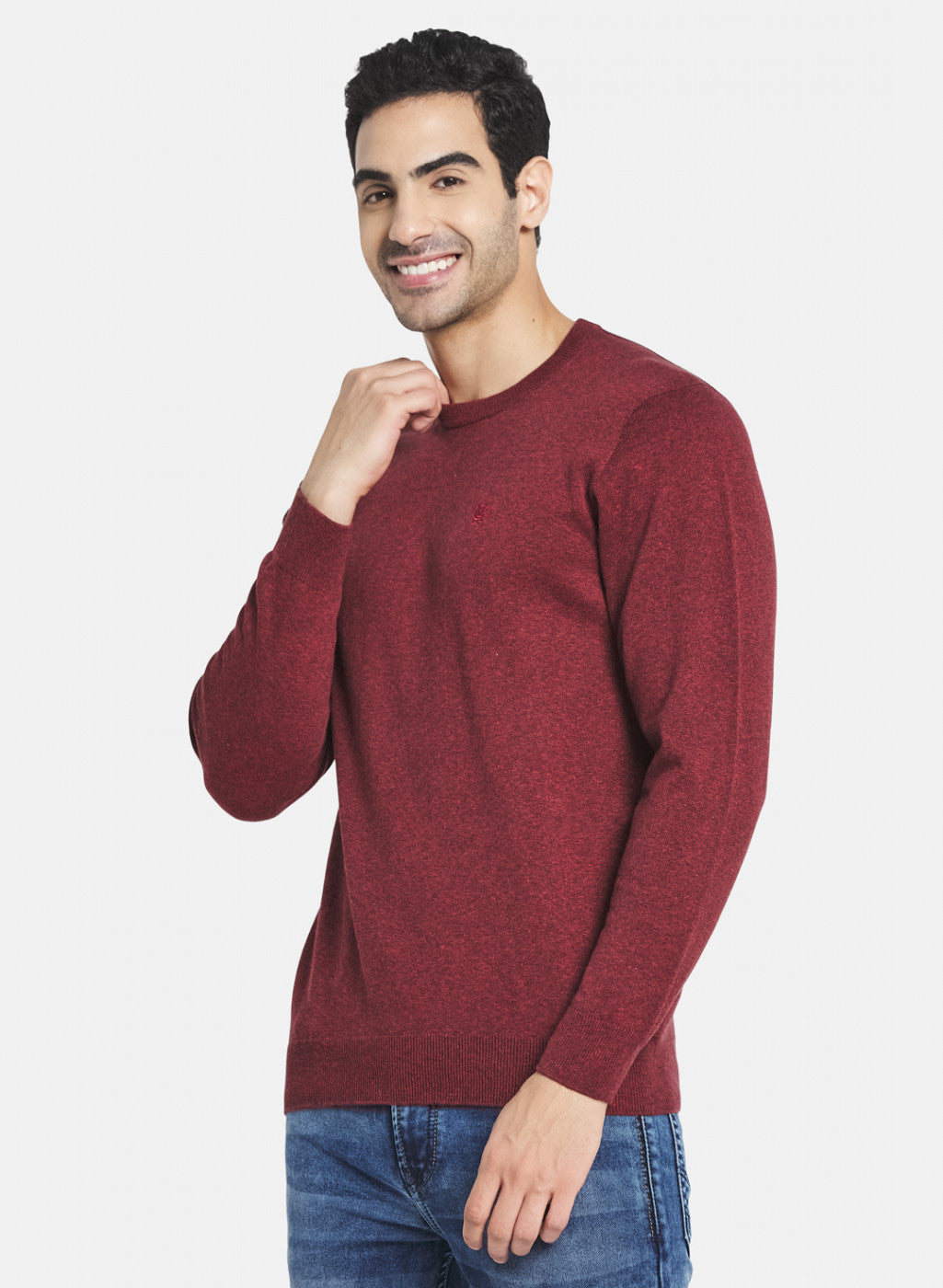 Men Red Solid Pullover