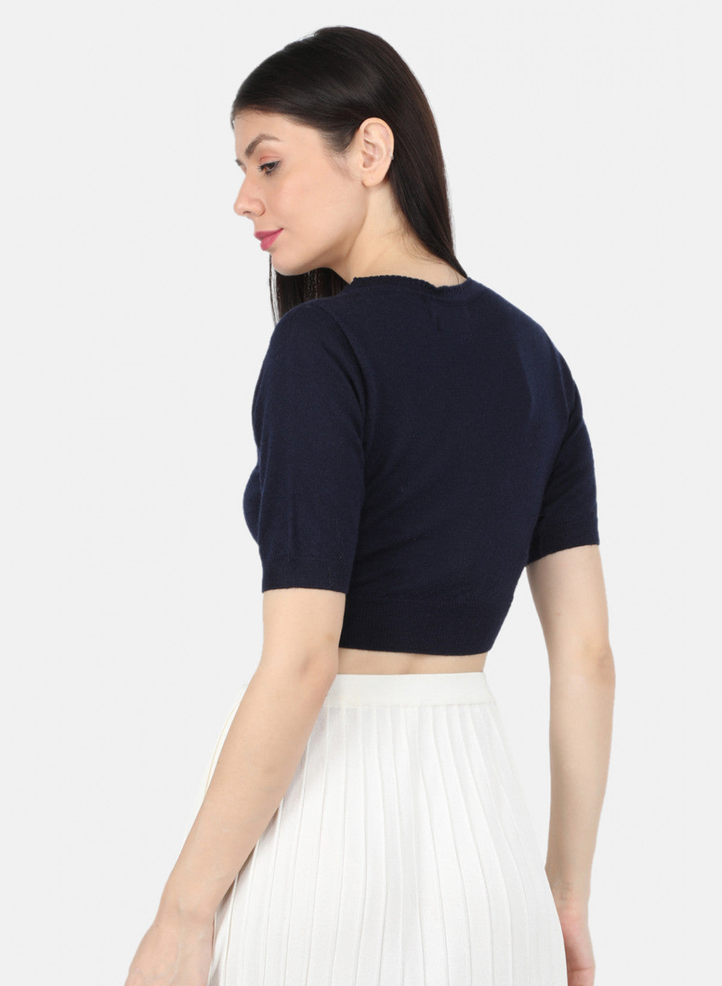 Women Navy Blue Solid Blouse