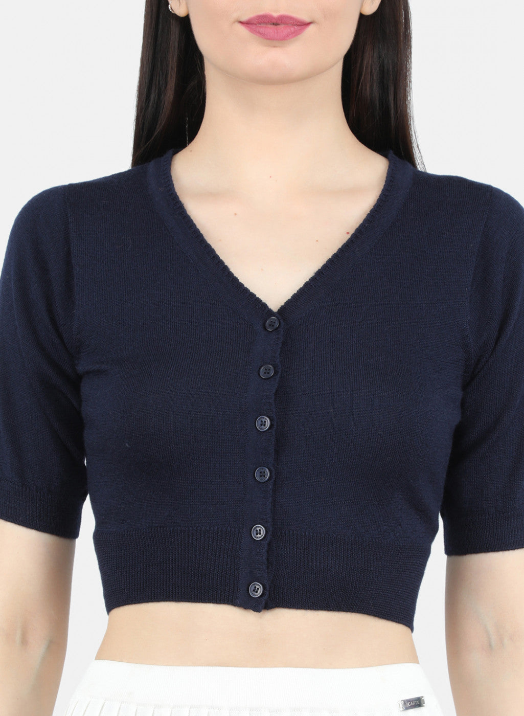 Women Navy Blue Solid Blouse