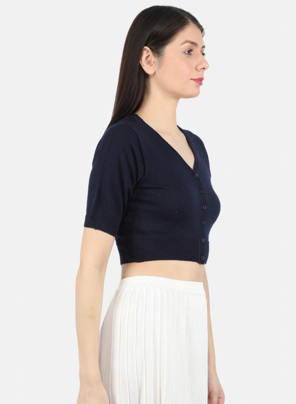 Women Navy Blue Solid Blouse