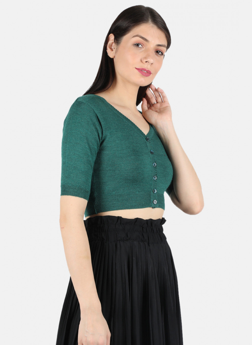 Women Green Solid Blouse