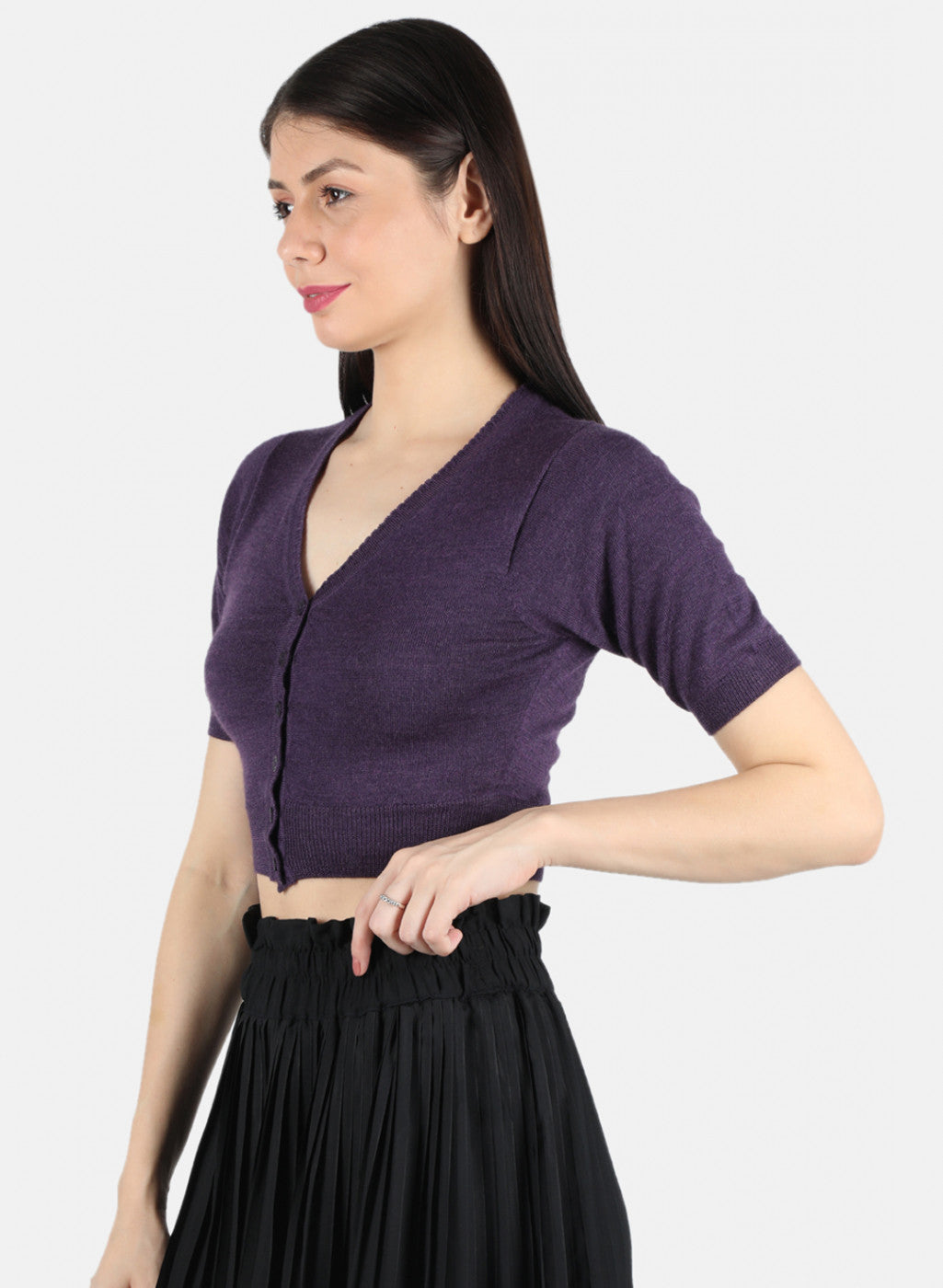 Women Purple Solid Blouse