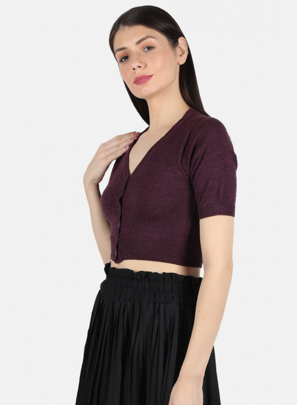 Women Purple Solid Blouse