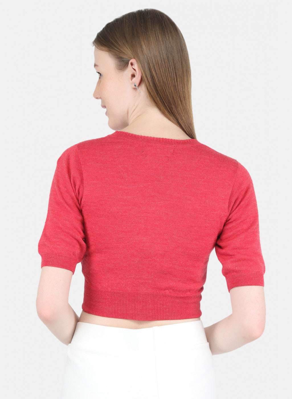 Women Coral Pink Solid Blouse