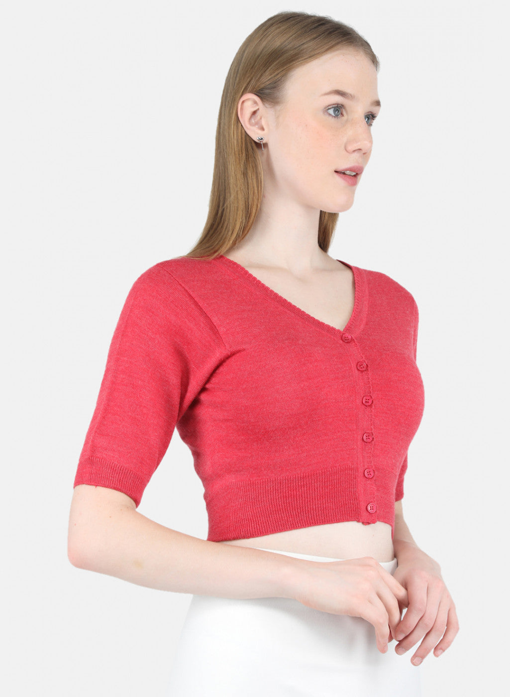 Women Coral Pink Solid Blouse