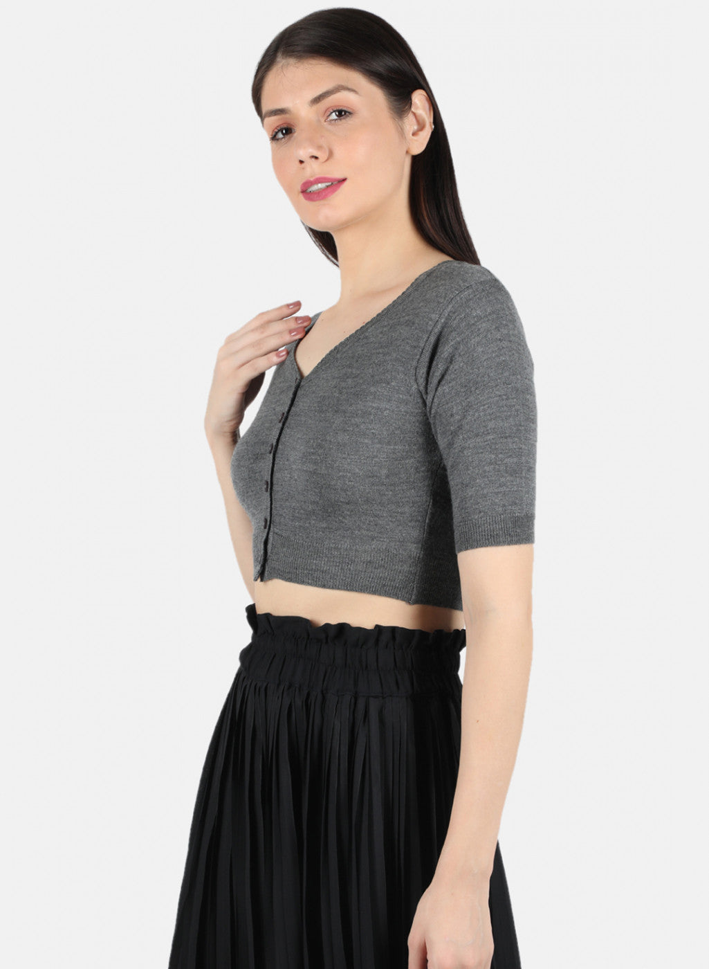 Women Grey Solid Blouse