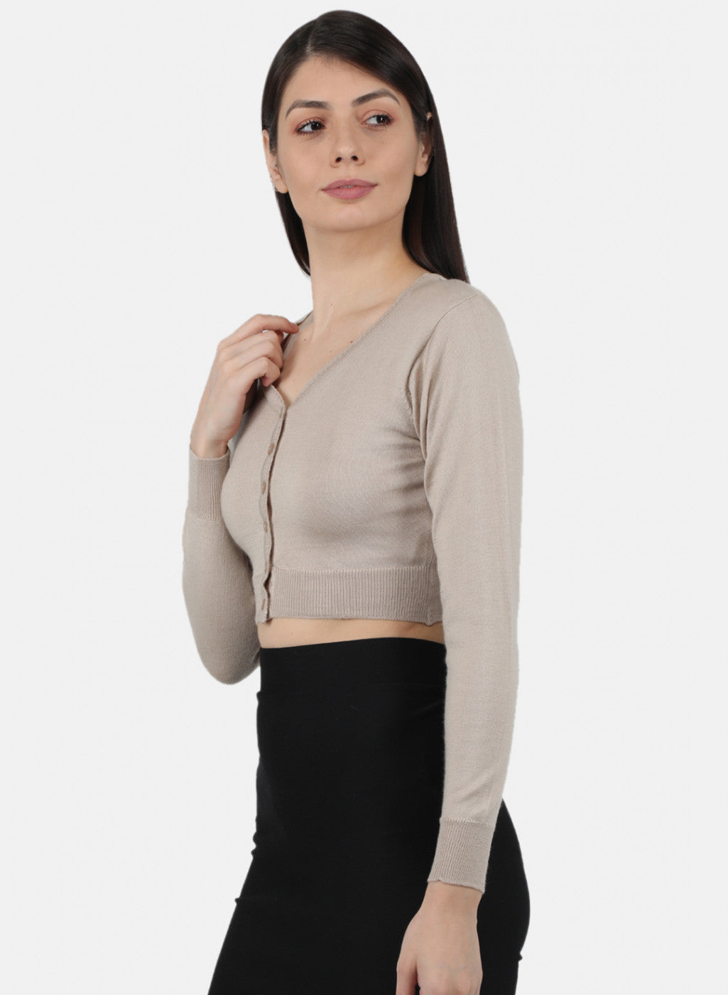 Women Beige Solid Blouse