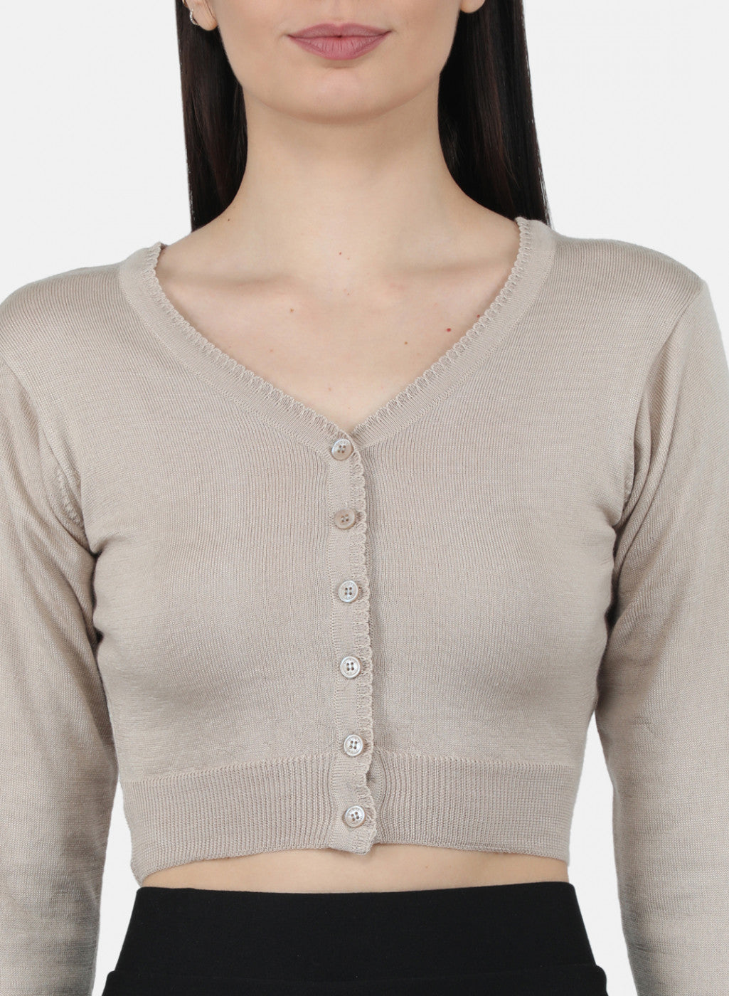 Women Beige Solid Blouse