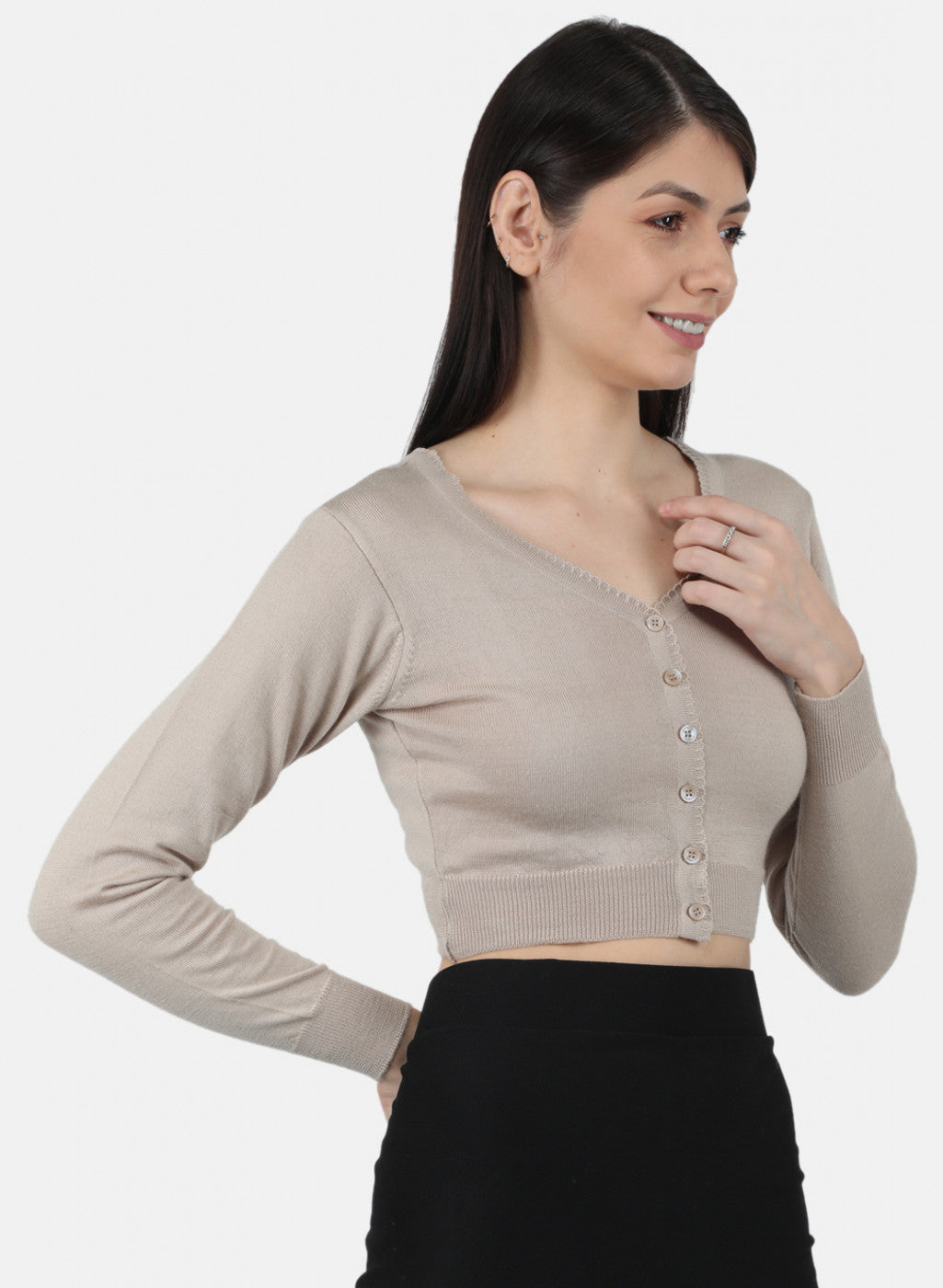 Women Beige Solid Blouse