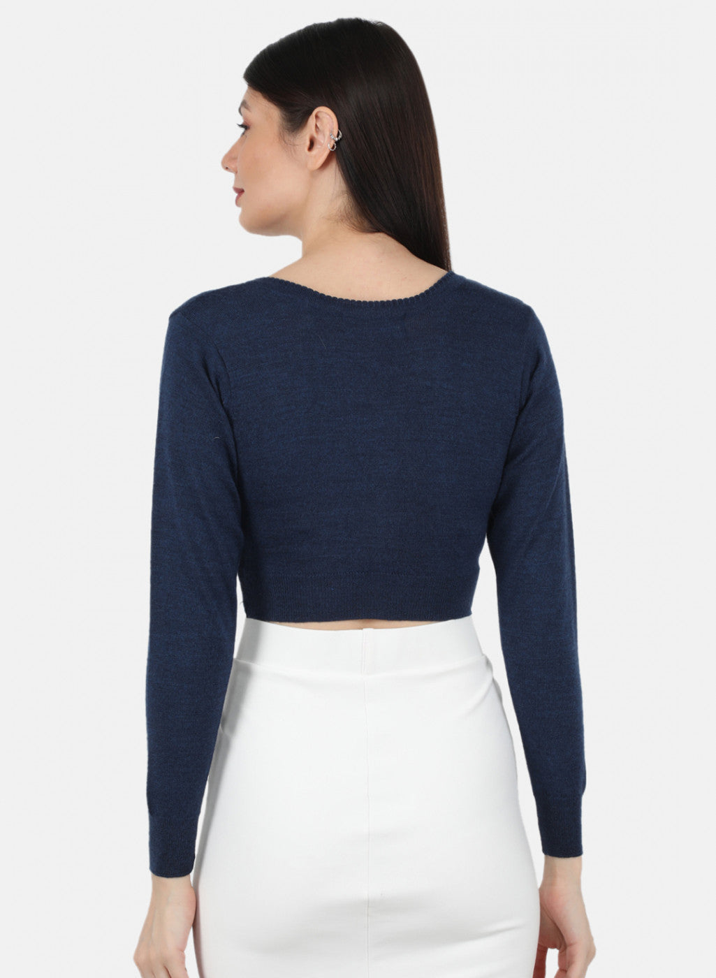Women Navy Blue Solid Blouse