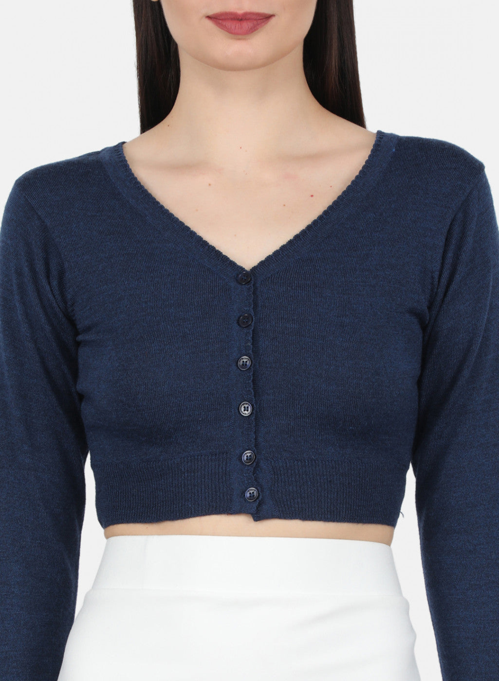 Women Navy Blue Solid Blouse