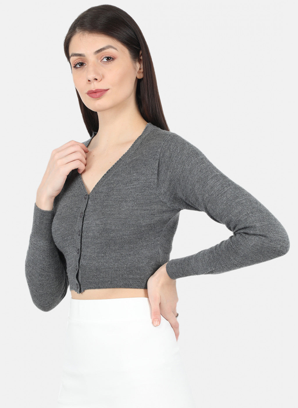 Women Grey Solid Blouse