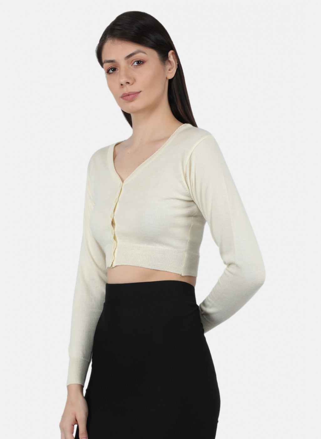 Women Off White Solid Blouse