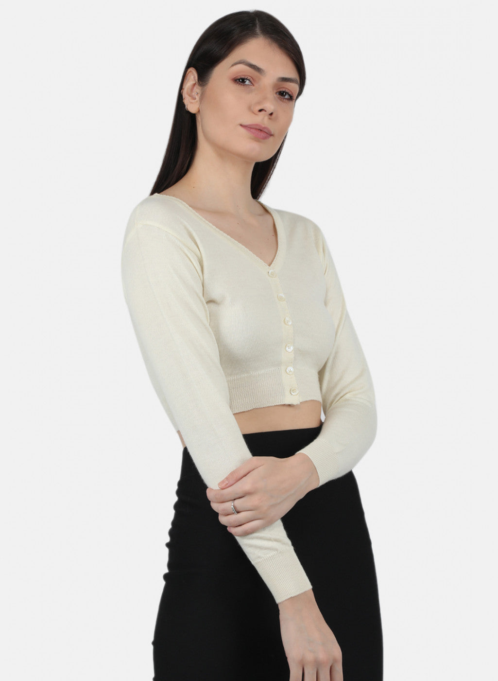 Women Off White Solid Blouse