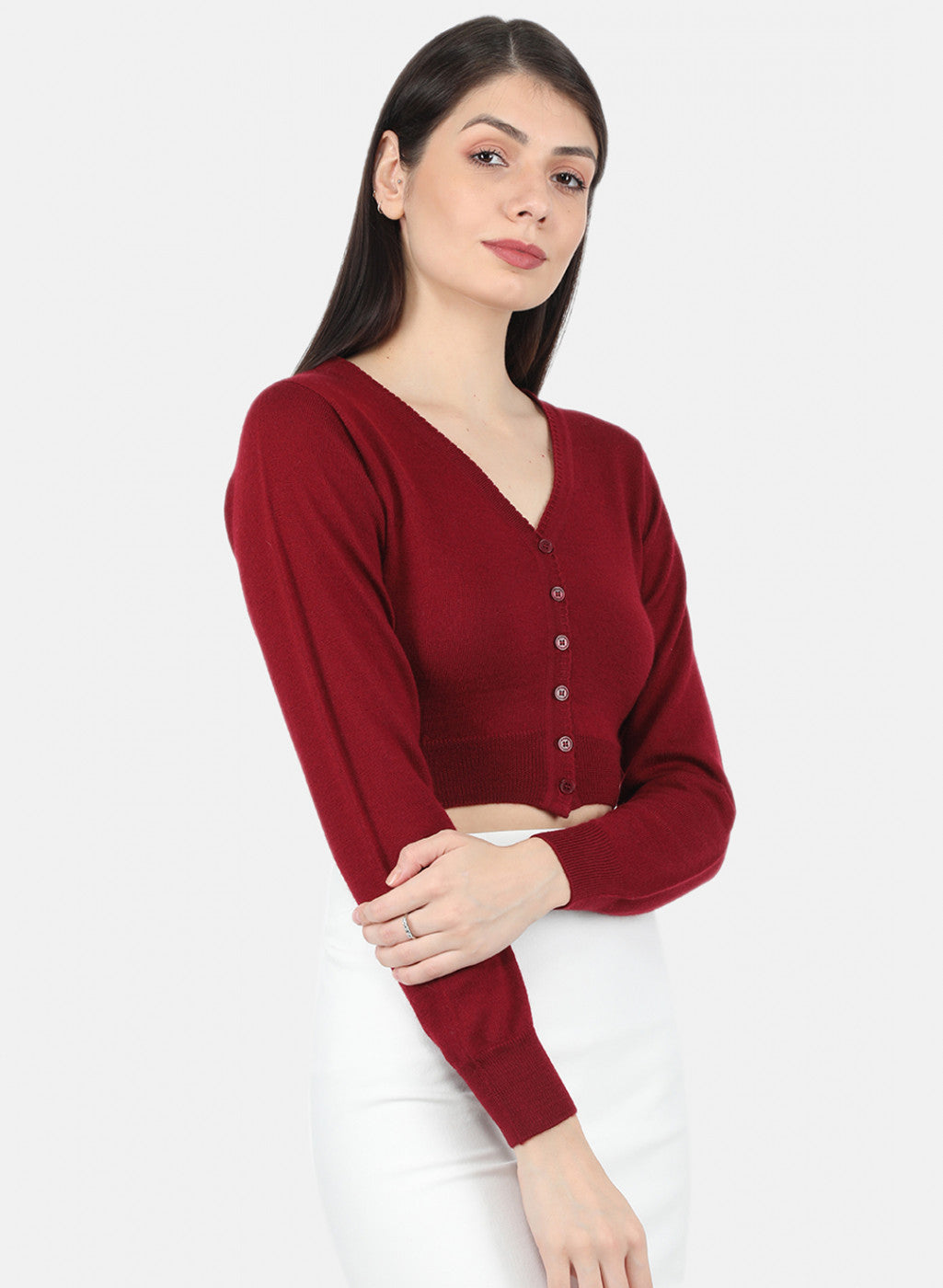 Women Maroon Solid Blouse