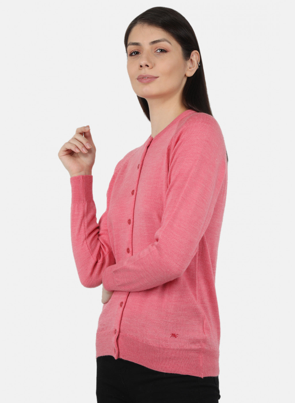 Women Pink Solid Cardigan